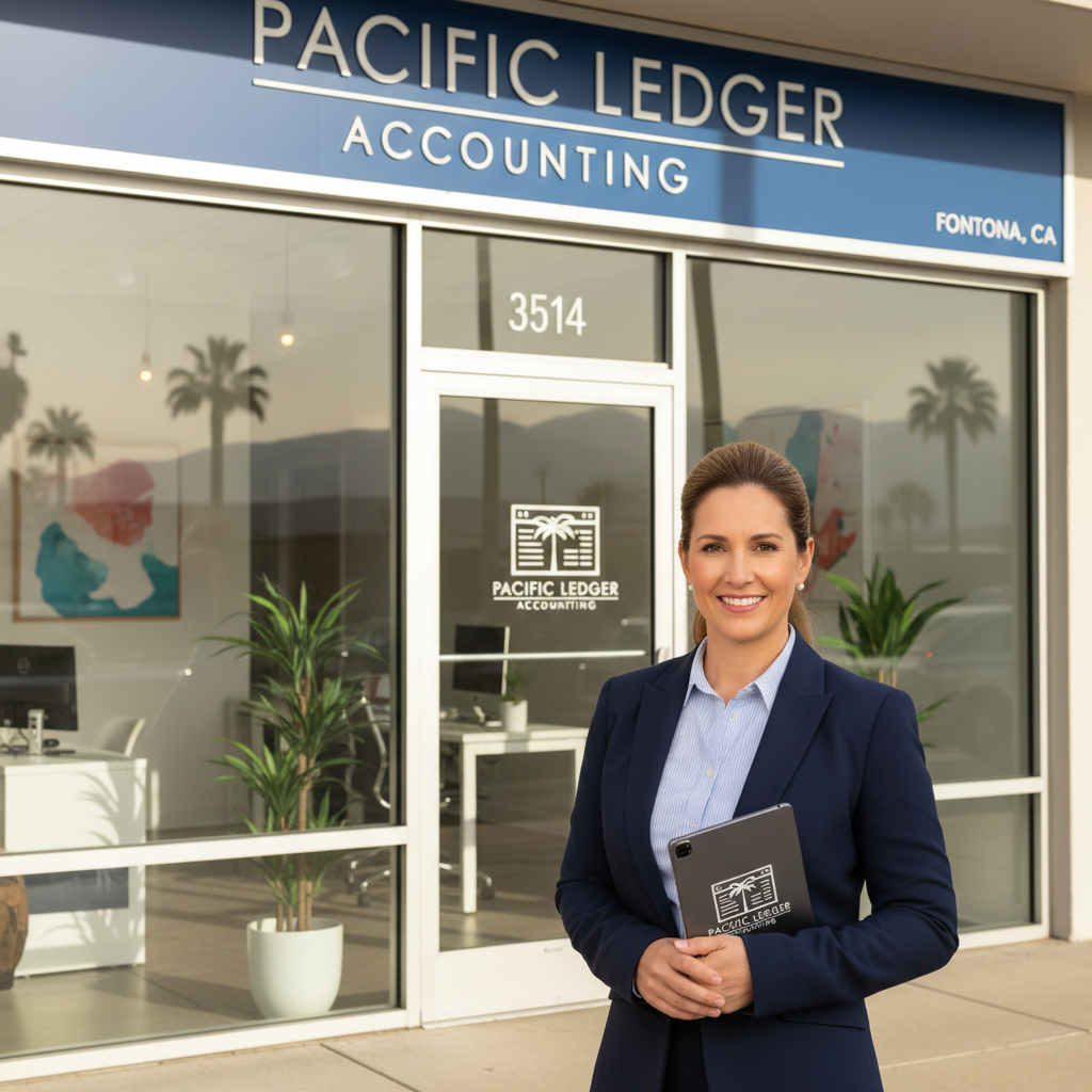 Photorealistic image of a professional modern office space in Southern California with sunlight.